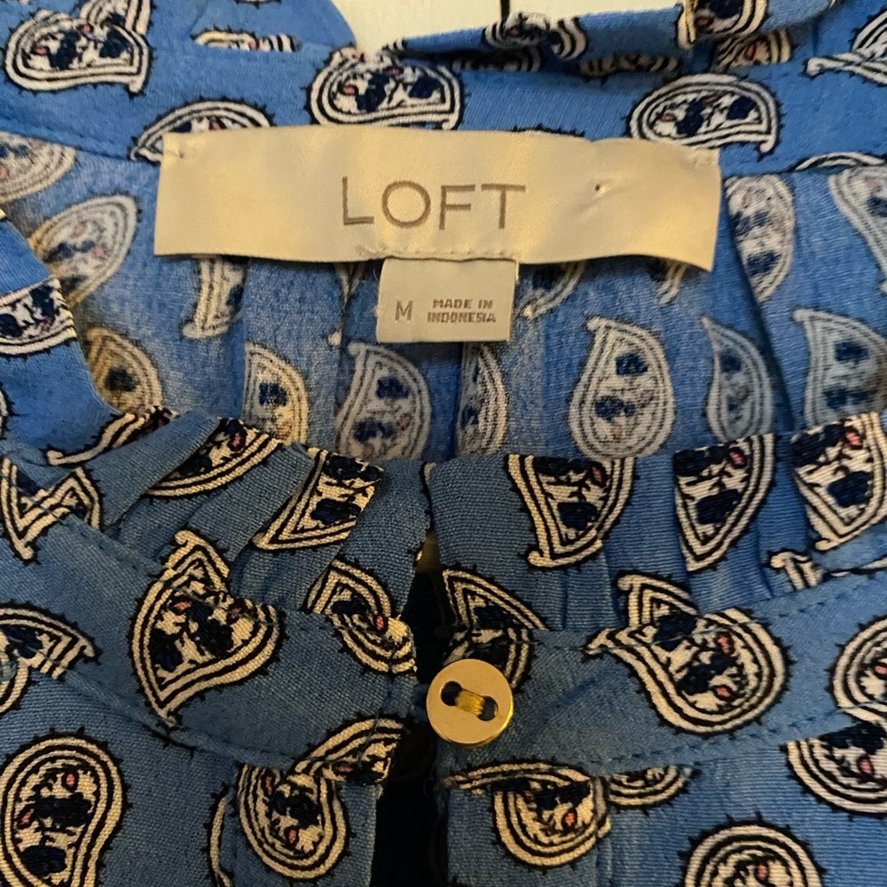 Loft Paisley Ruffle Button Blouse in Blue - Picture 7 of 12